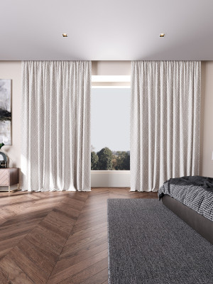 Polyester and Cotton Blend Curtains in Geometric Pattern.