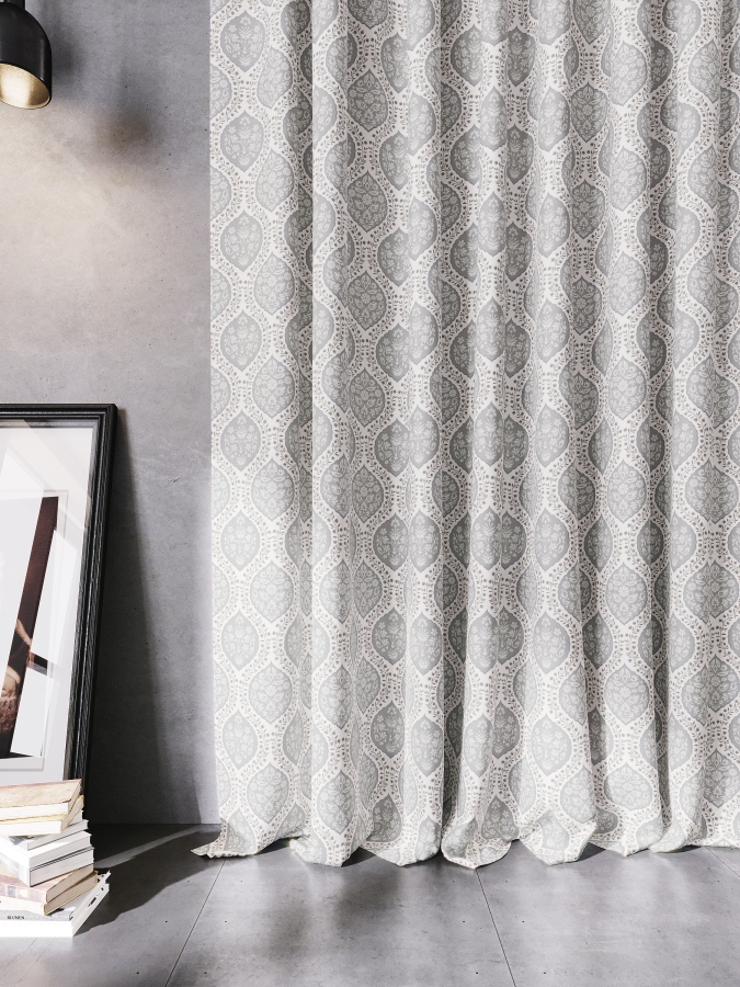 white and grey Solid Designer Curtains Online